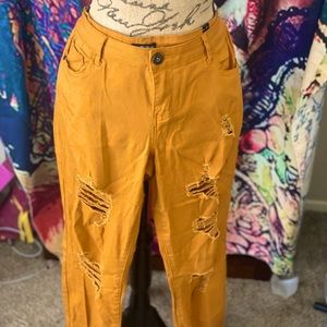 Ripped Mustard color Skinny jeans size 11/12